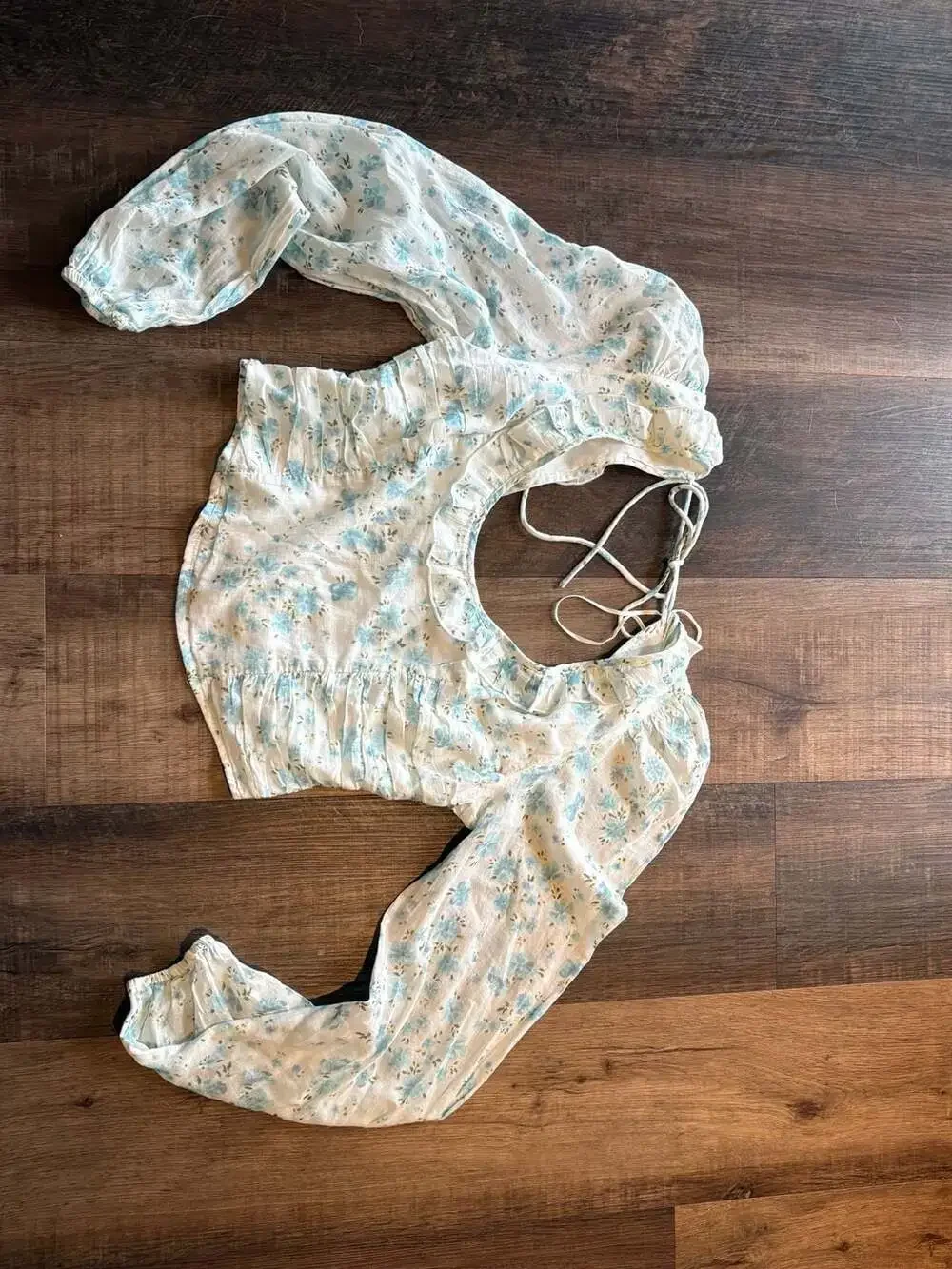 Free People Another Life Printed Smocked Tie Back Blouse